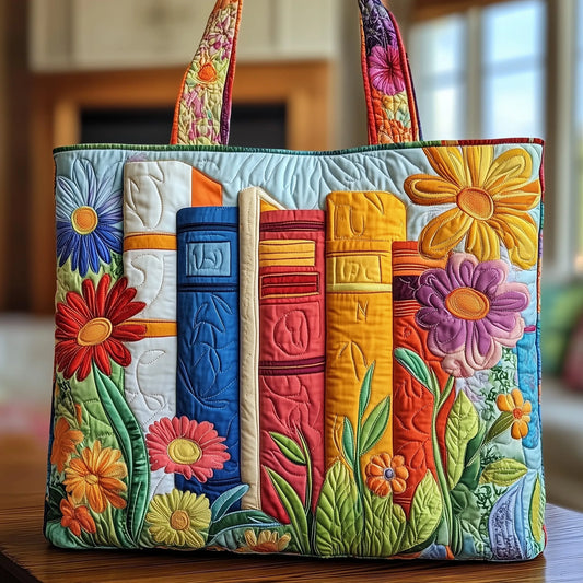 Floral Library Quilted Tote Bag