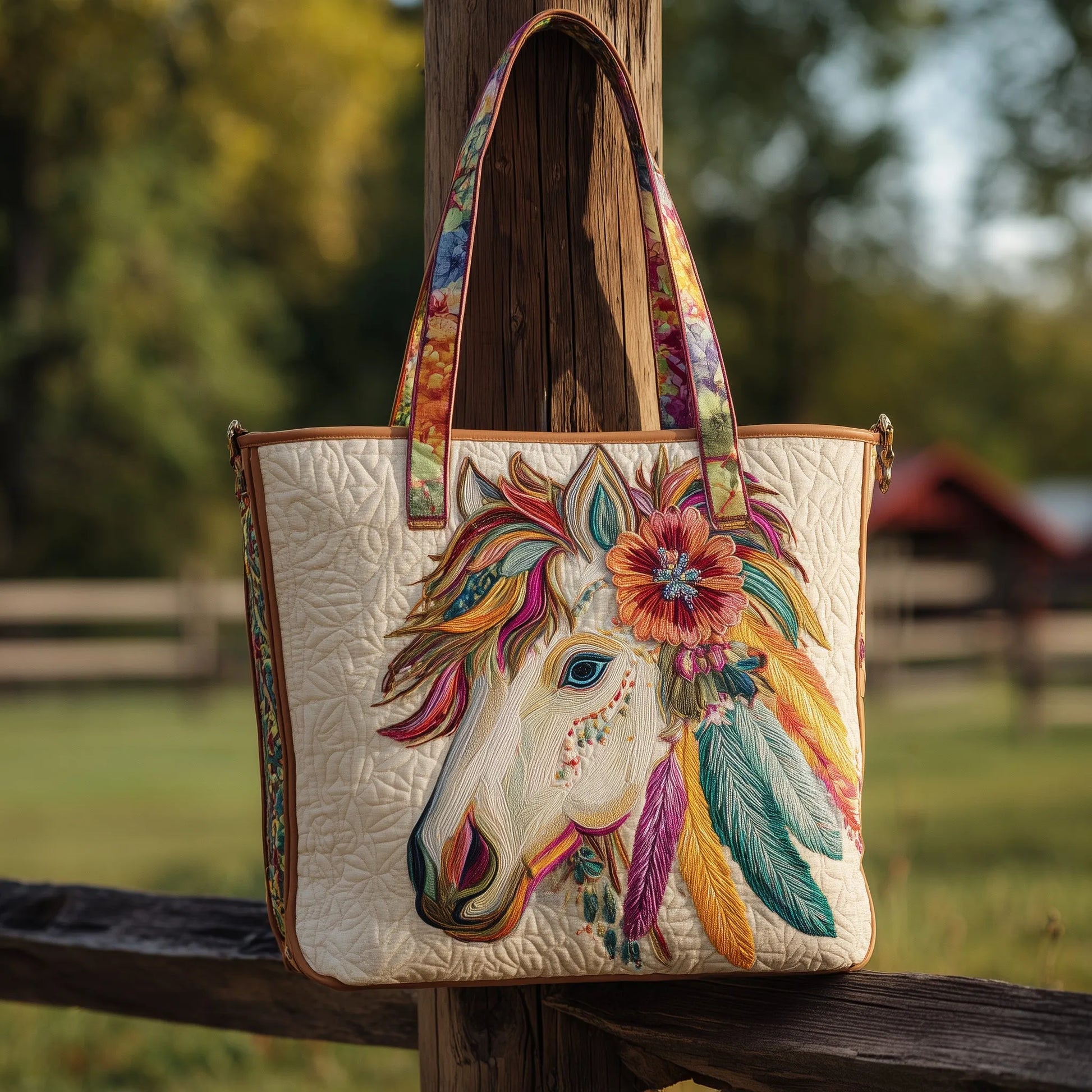 Dynamic Horse Quilted Tote Bag