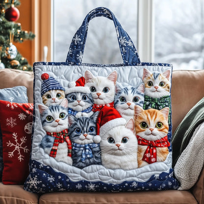 Holiday Meow Quilted Tote Bag