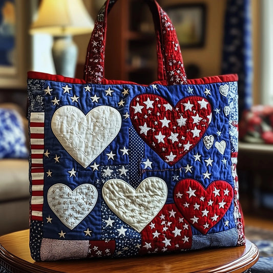Heart of Freedom Quilted Tote Bag