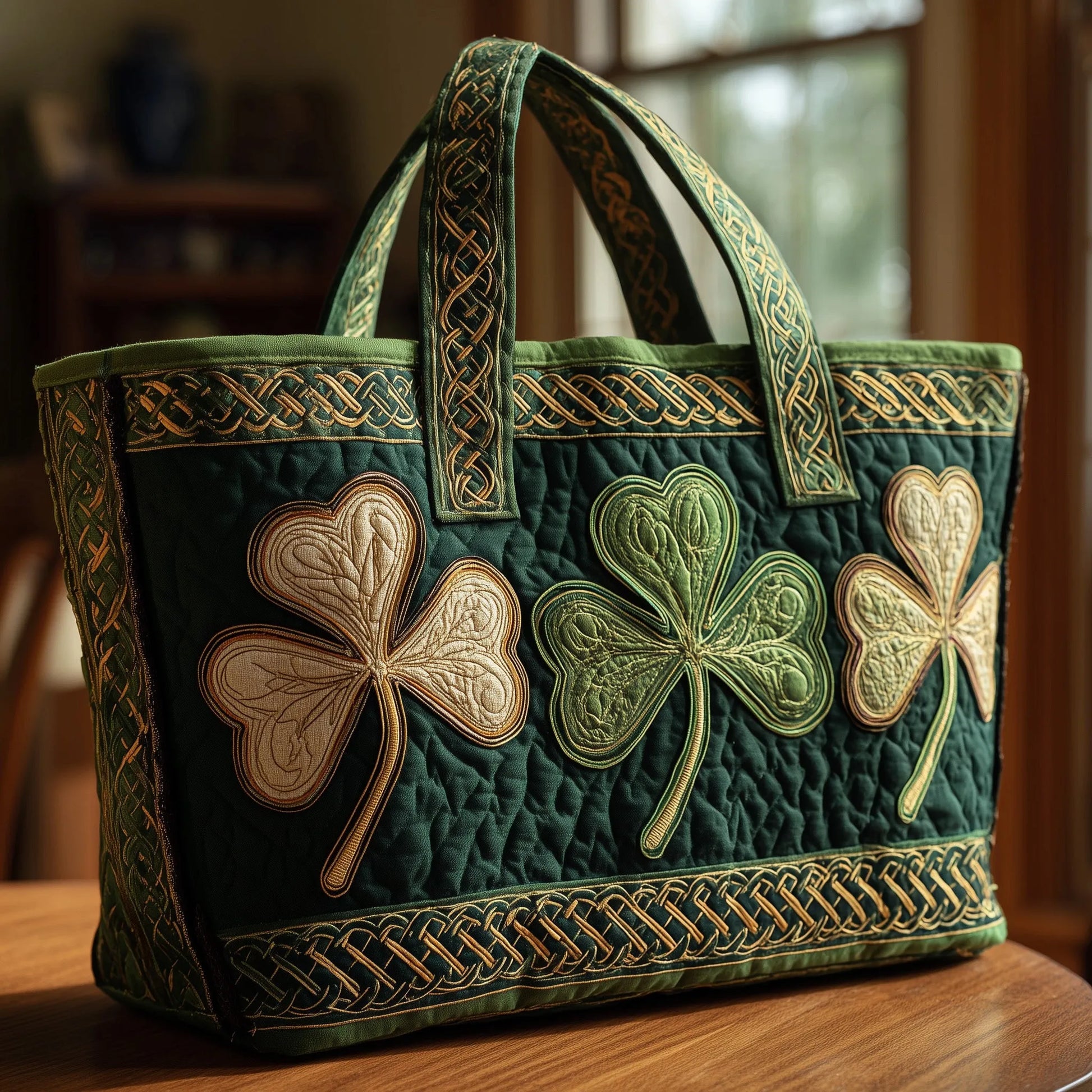 Irish Shamrock Quilted Tote Bag