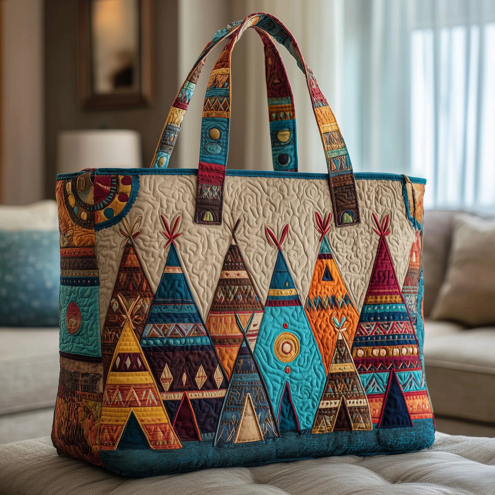 Tribal Echo Quilted Tote Bag
