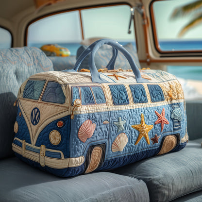 Hippie Van Beach Quilted Duffle Bag