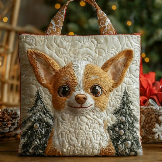 Holiday Reindeer Chihuahua Quilted Tote Bag NCU0XD1236