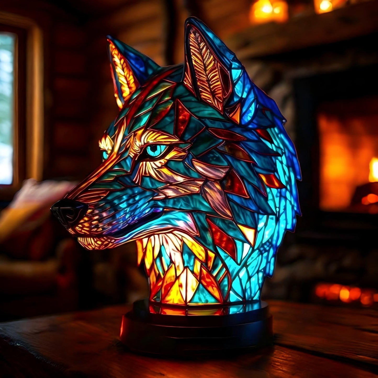 Mystic Wolf Resin Art Lamp