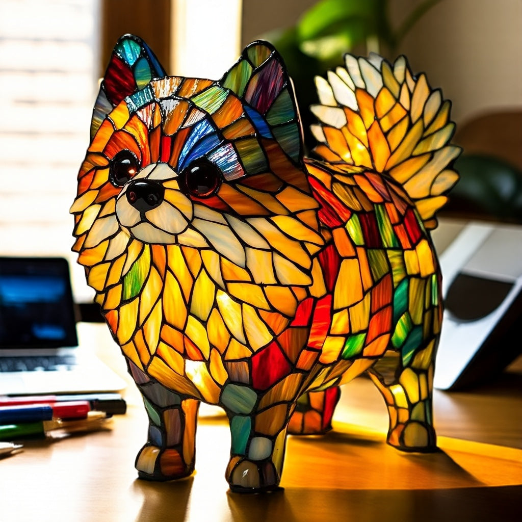 Pomeranian Resin Art Lamp