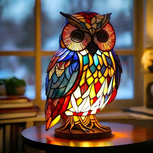 Wise Owl Resin Art Lamp
