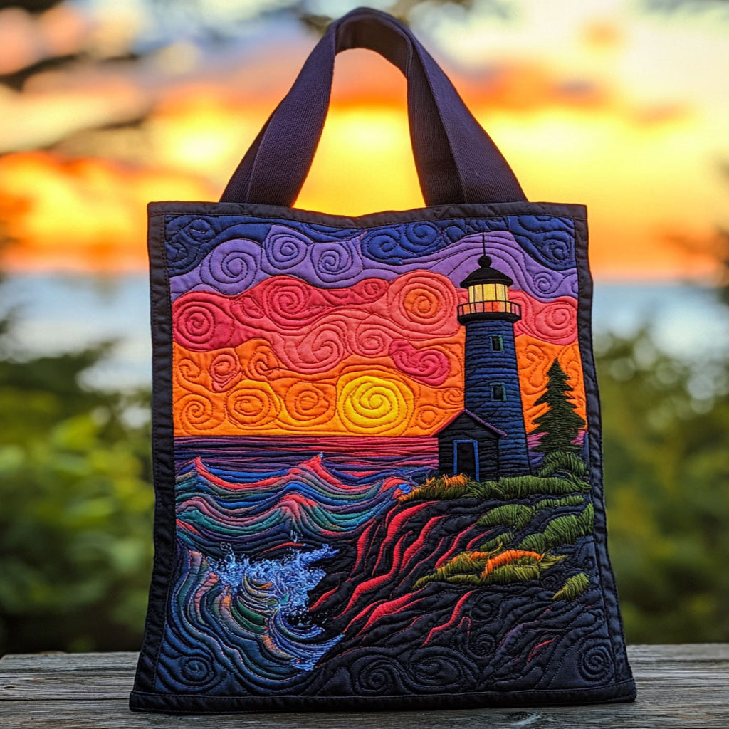 Sunset Glow Lighthouse WN3009054CL Quilted Tote Bag  Featured