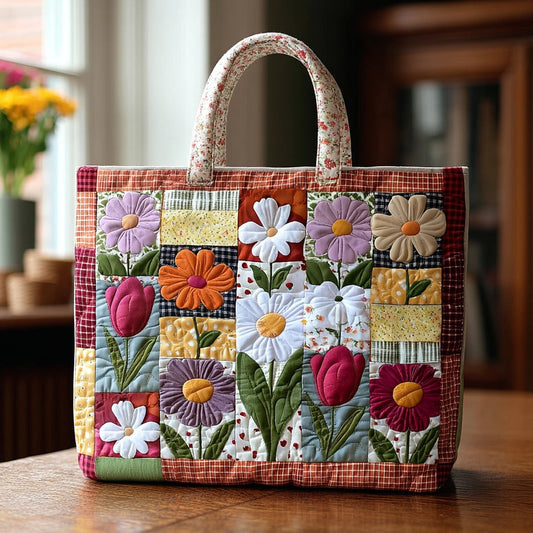 Aster Flower Quilted Tote Bag NCU0HH596  Featured