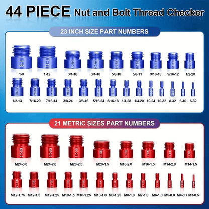 44Pcs Alloy Nut and Bolt Thread Inspector Charge 7