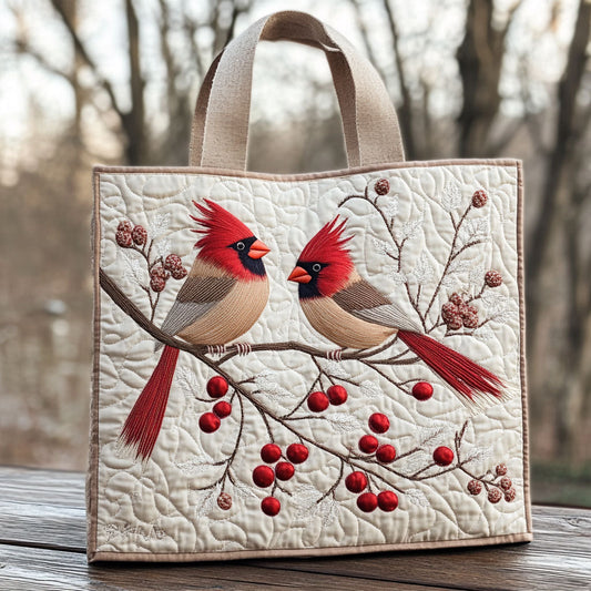 Berry Cardinals CP2409031CL Quilted Tote Bag  Animal print
