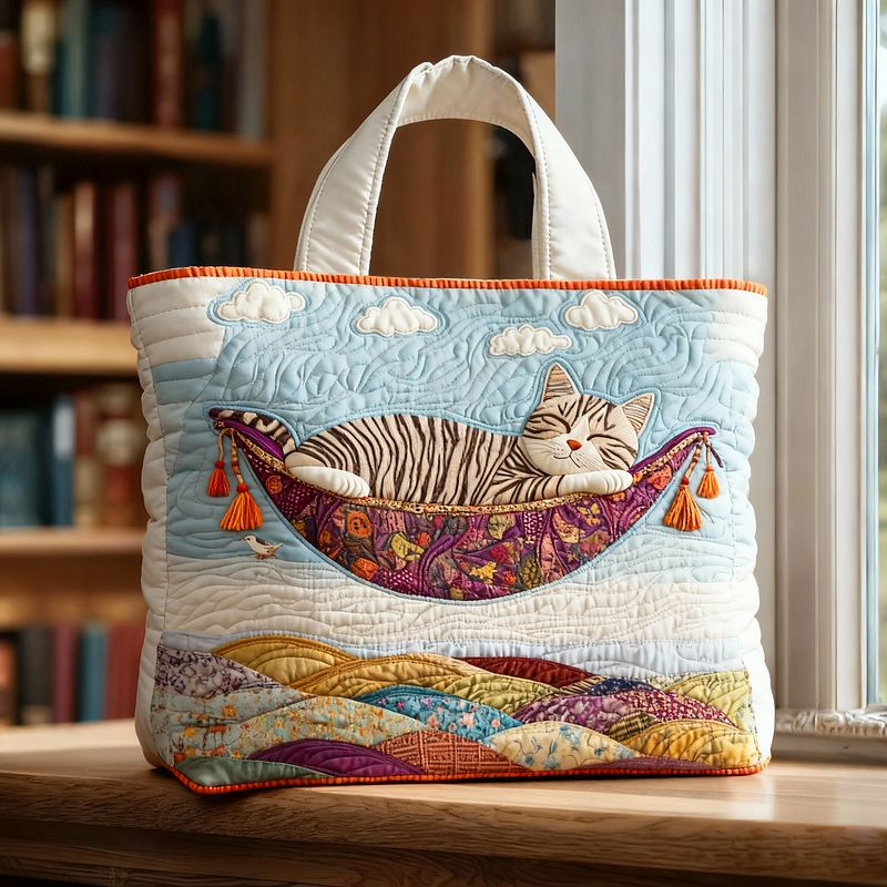 Cute cat quilted handbag  Animal print