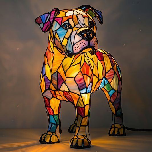 Pitbull Resin Art Lamp