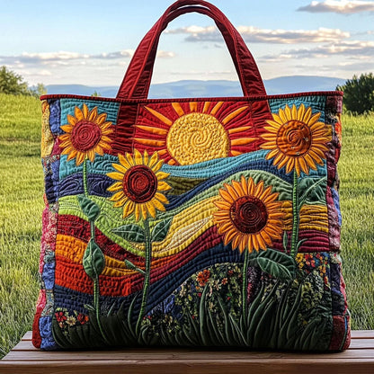 Fields of Joy Quilted Tote Bag  botanical print