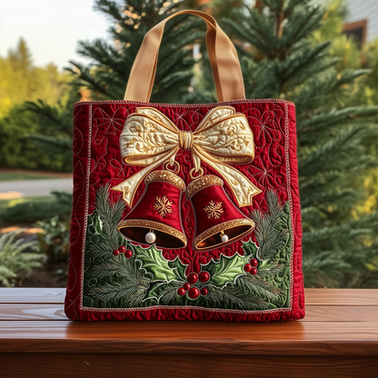 Christmas Bells Series Quilted Tote Bag  Christmas bag