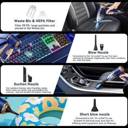 ZAKKA HUB™ Handheld Wireless Vacuum Cleaner 19000Pa High-Power Suction + Air Blower | 120W Cordless Cleaning Gun for Car, Home & Pets