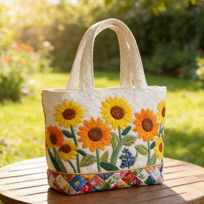 Sunflower Quilted Tote Bag
