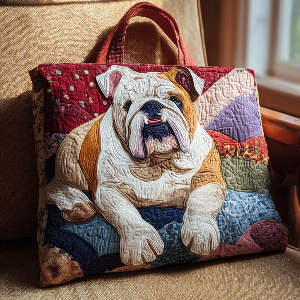 Bulldog Quilted Tote Bag