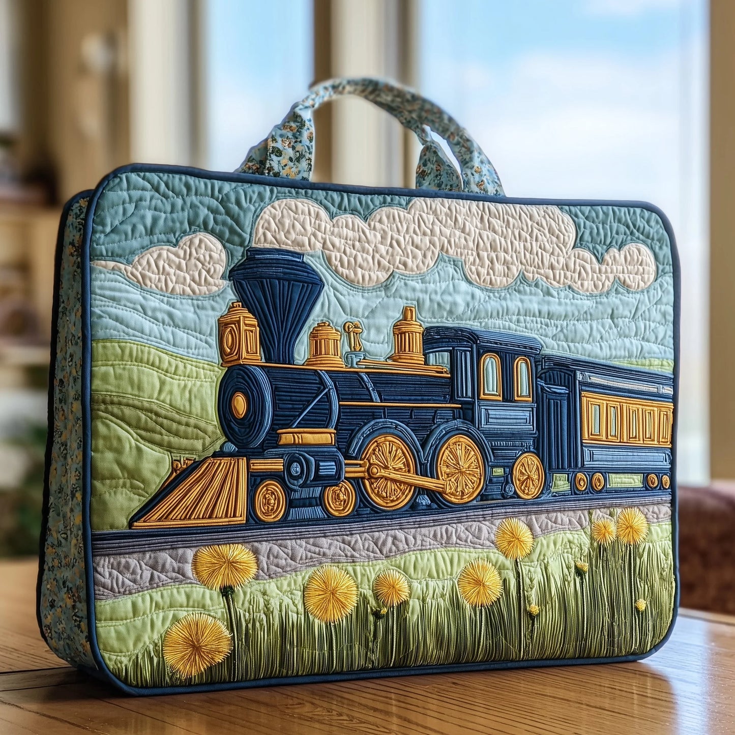 Train Quilted Tote Bag