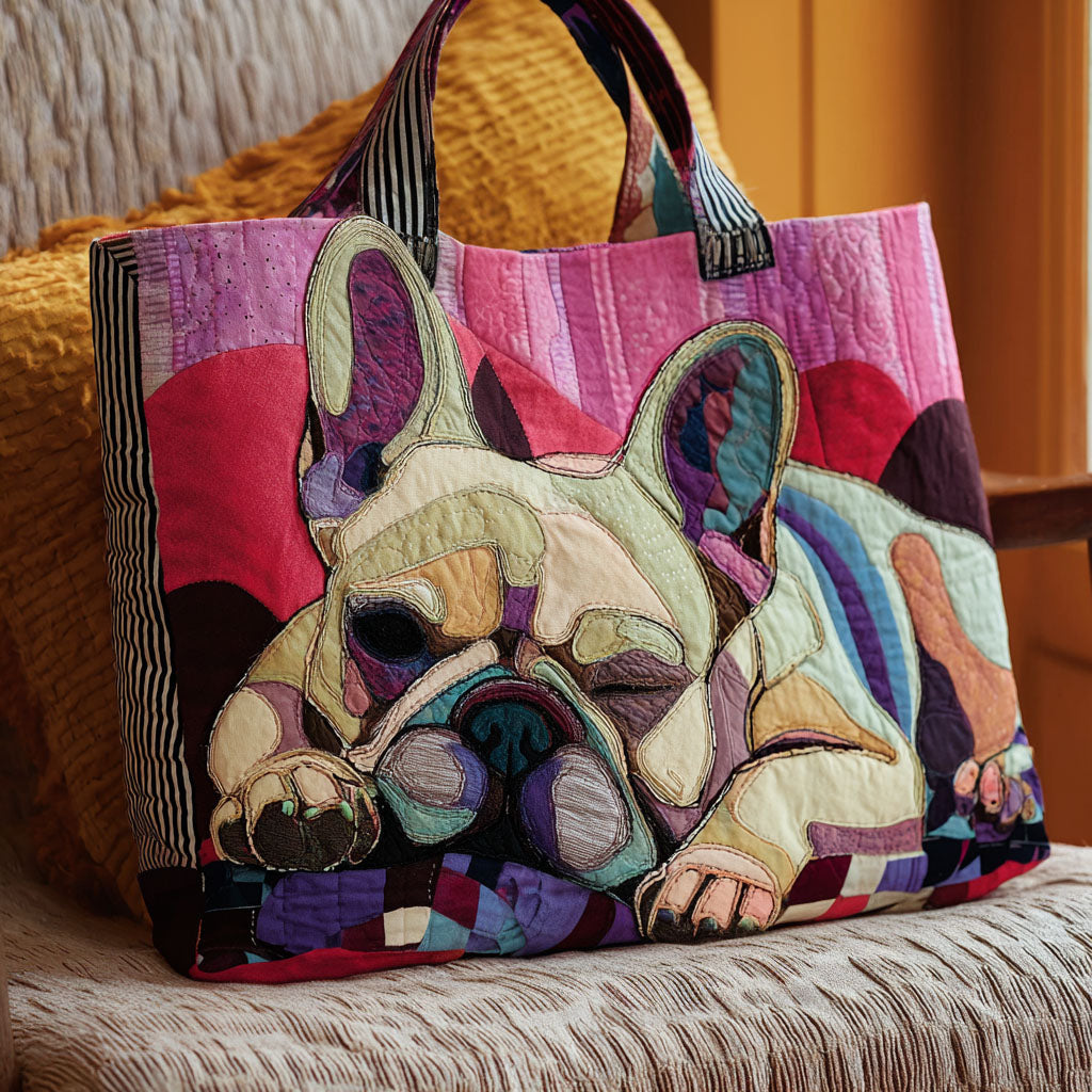 Bulldog Quilted Tote Bag