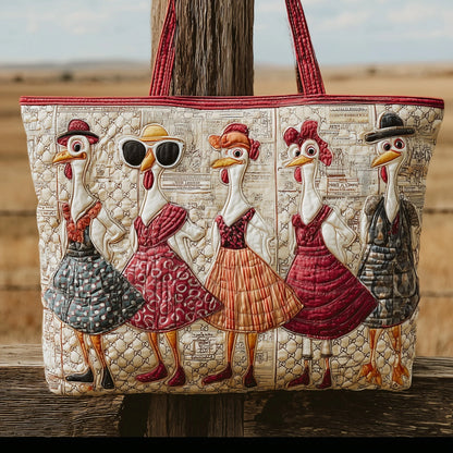 Lady Hen Quilted Tote Bag