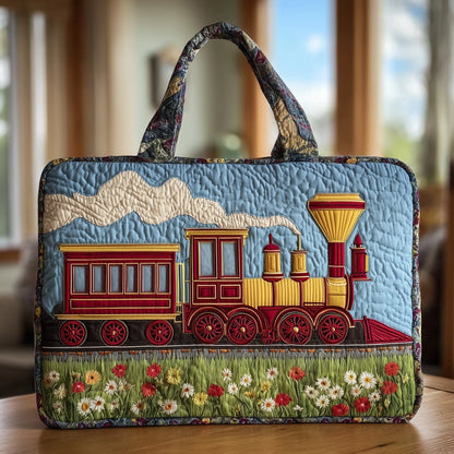 Train Quilted Tote Bag