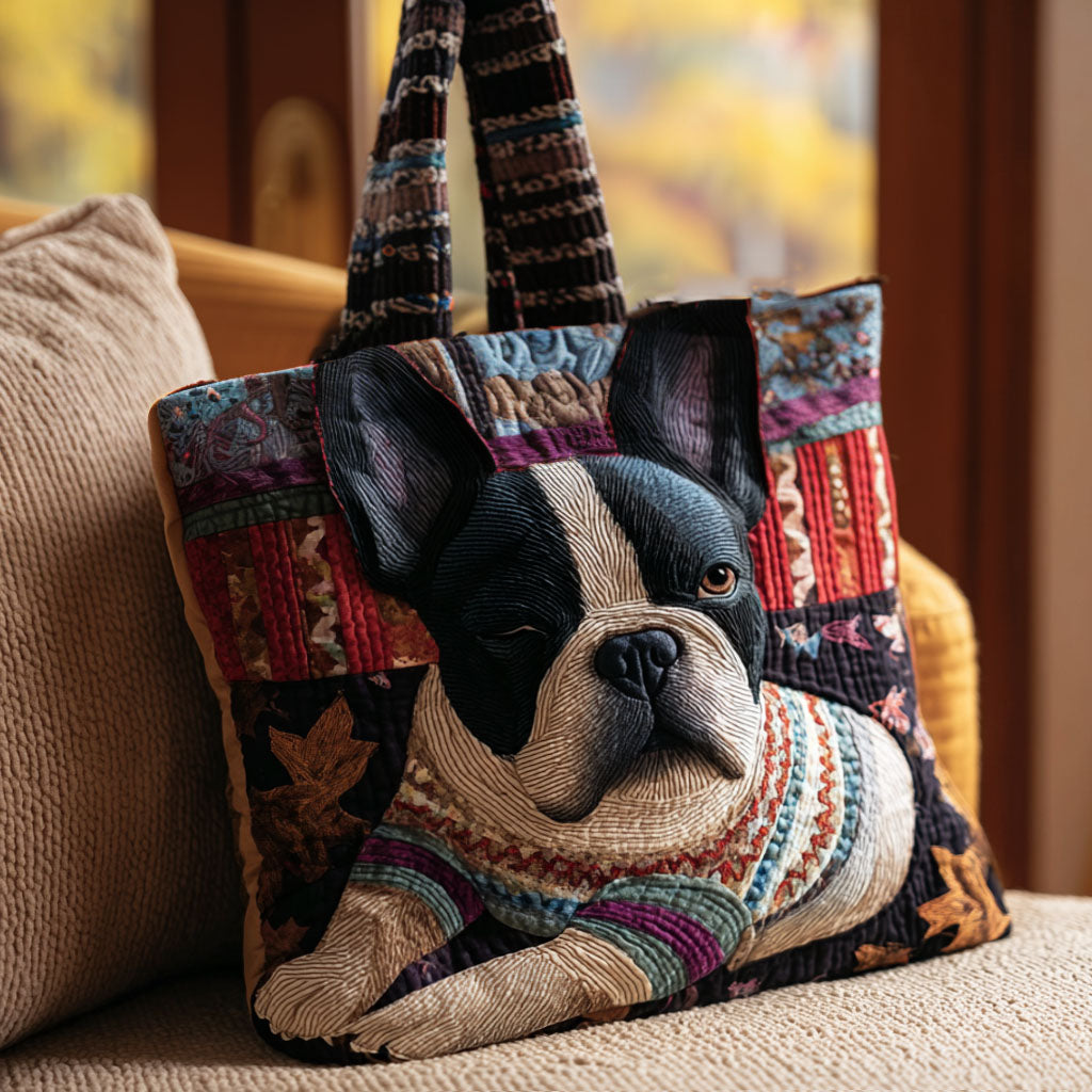 Artistic Frenchie Quilted Tote Bag