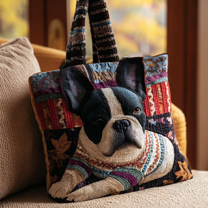 Artistic Frenchie Quilted Tote Bag