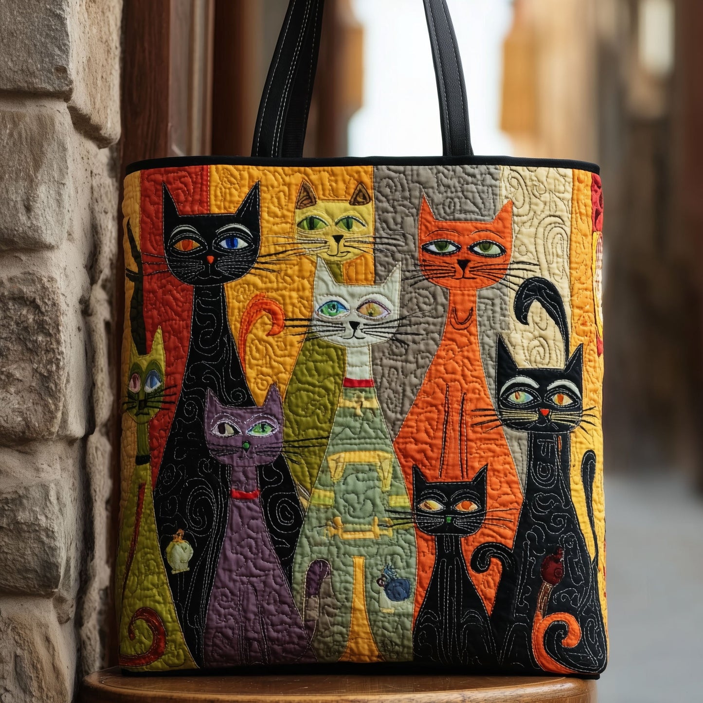 Meow ment of Beauty Quilted Tote Bag