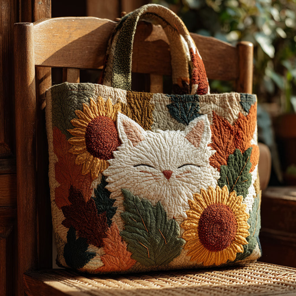Sunlit Whiskers Quilted Tote Bag