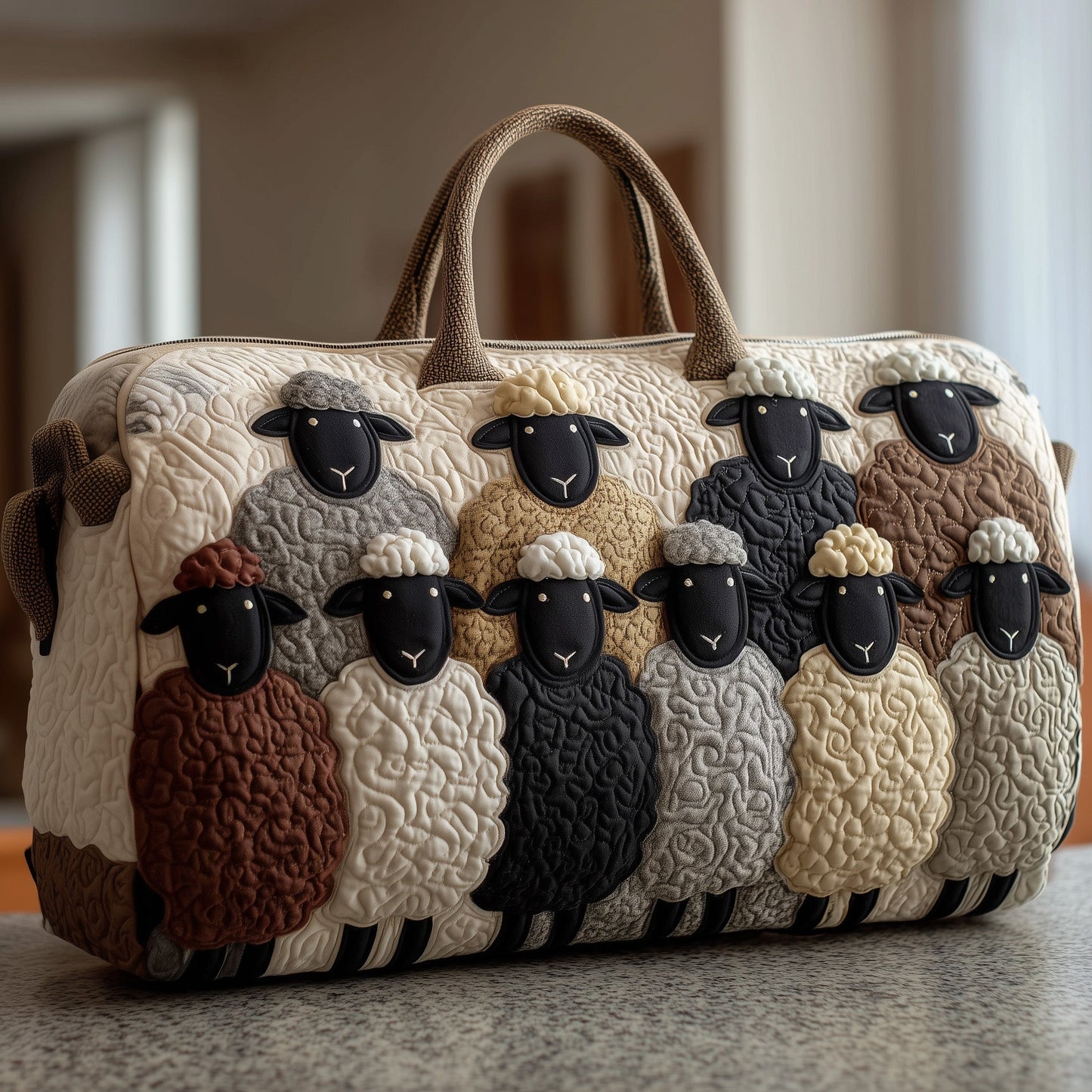 Sheep Serenity Quilted Duffle Bag