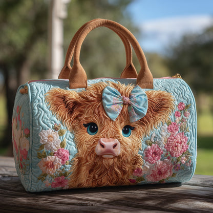 Highland Cow Quilted Duffle Bag