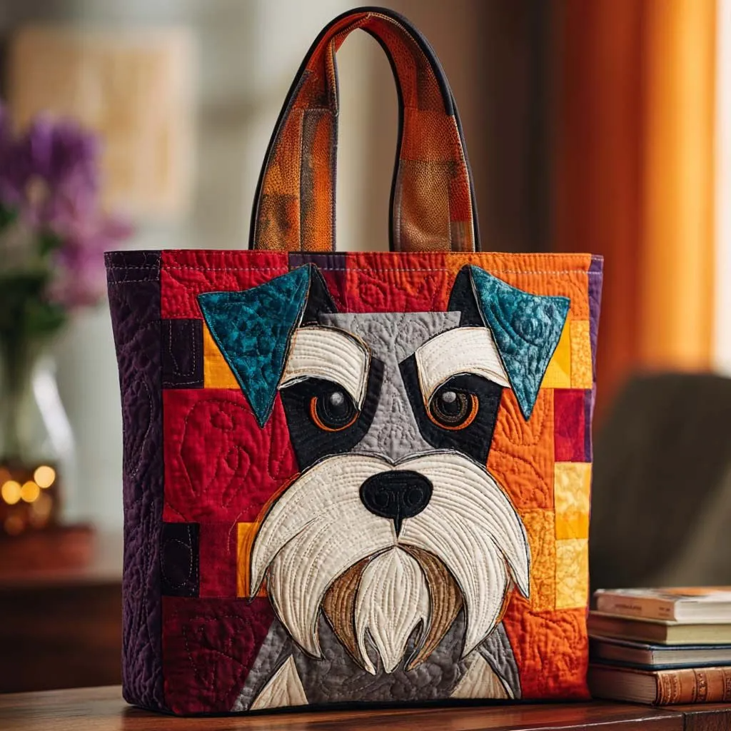 Bold Schnauzer Quilted Tote