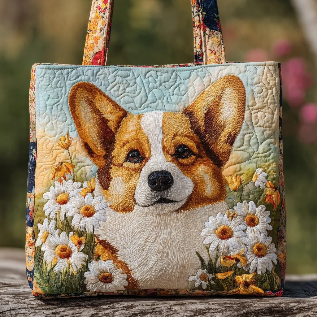 Corgi Quilted Tote Bag