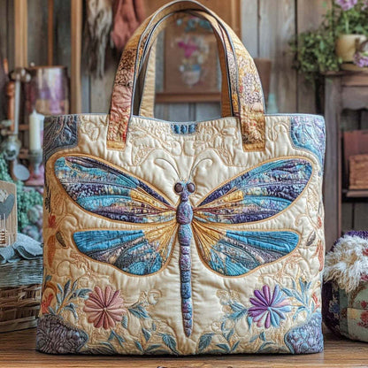Dragonfly Garden Quilted Tote Bag