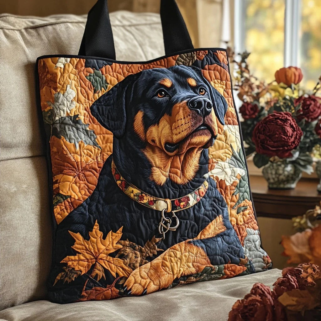 Rottweiler Guardian Quilted Tote Bag