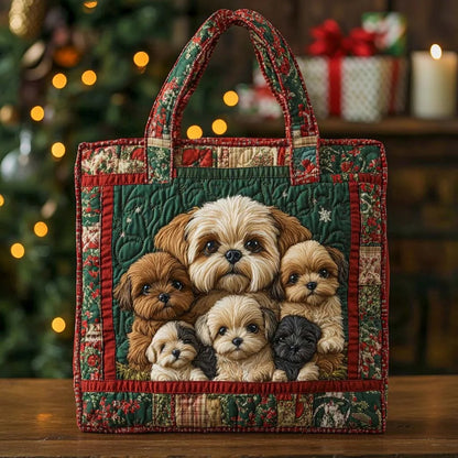 Shih Tzu Family Quilted Tote Bag