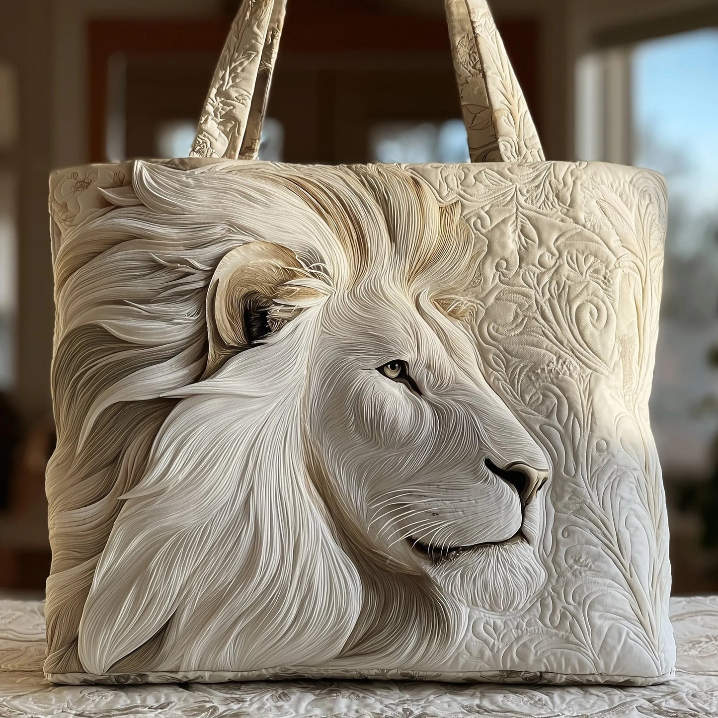 Majestic Lion Quilted Tote Bag