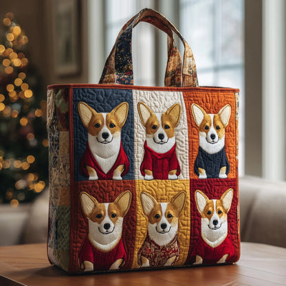 Corgi Charm Quilted Tote Bag