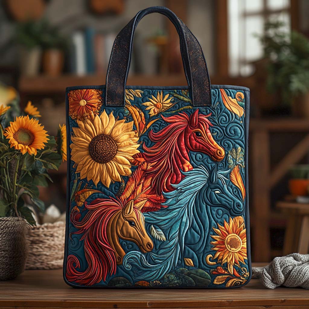 Sunfire Mane Quilted Tote Bag
