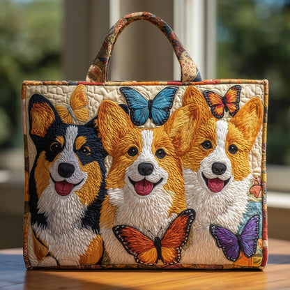 Adorable Corgi Quilted Tote Bag