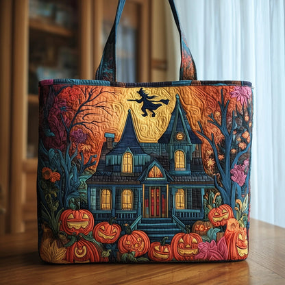 Haunted Manor Quilted Tote Bag