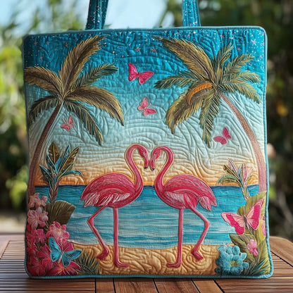 Tropical Flamingo Quilted Tote Bag