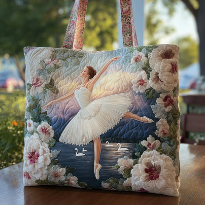 Elegant Ballerina Quilted Tote Bag