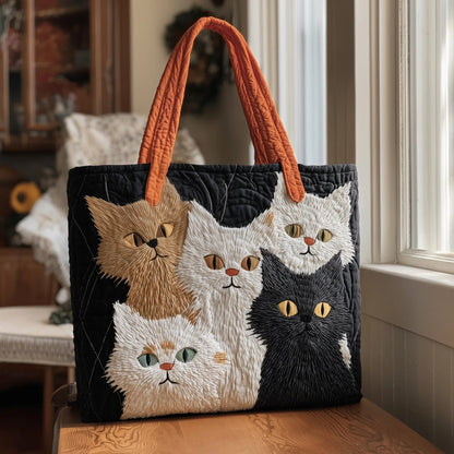 Whimsy Cat Quilted Tote Bag