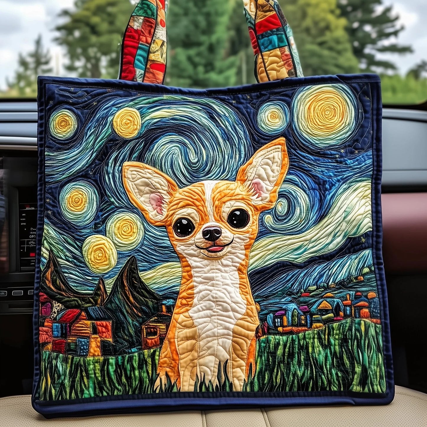 Adorable Chihuahua Quilted Tote Bag