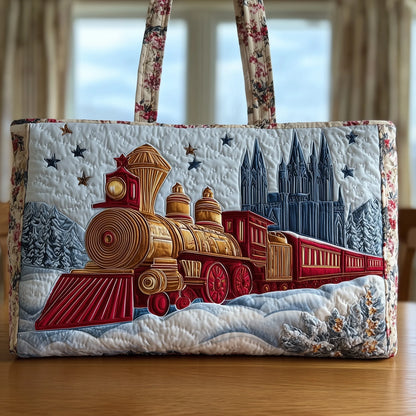 Train Quilted Tote Bag