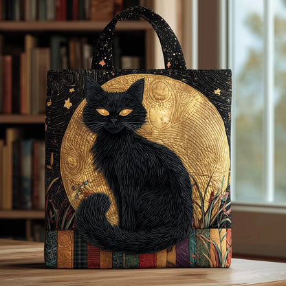 Black Cat Quilted Tote Bag