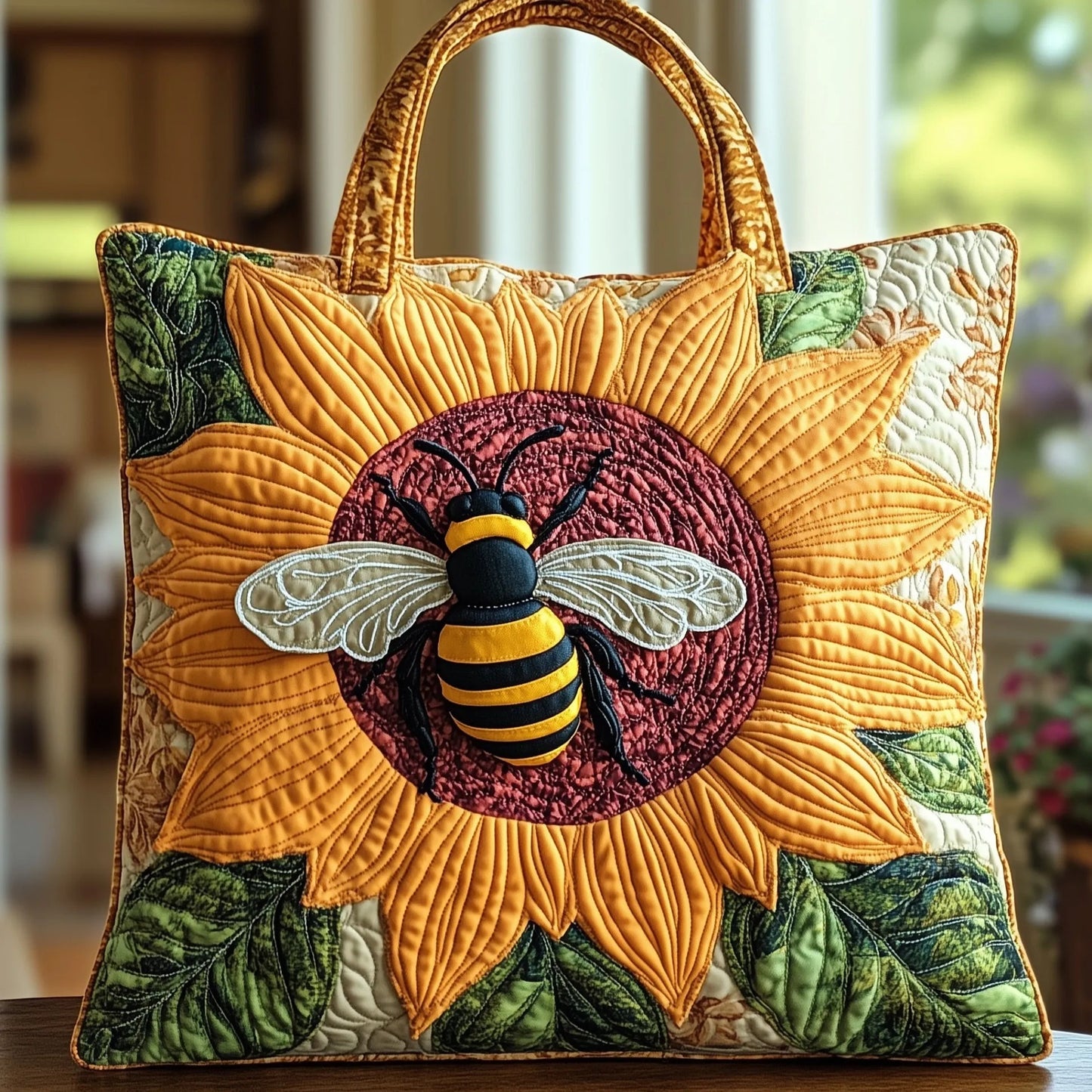 Sunny Bee Delight Quilted Tote Bag