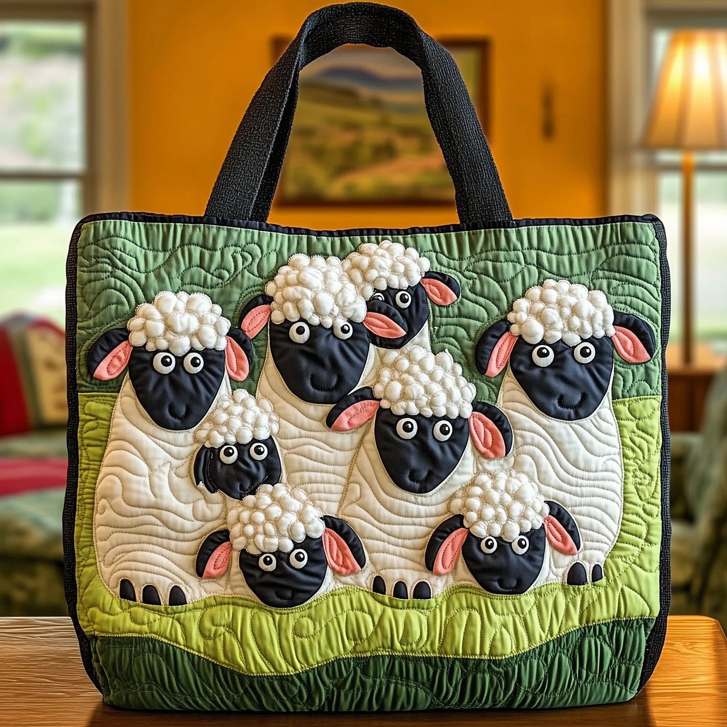 Sheep Serenity Quilted Tote Bag